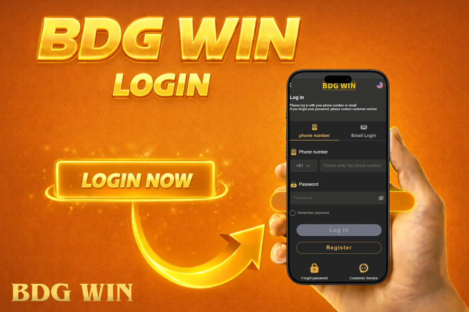 BDG Win Login Screen